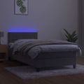 vidaXL Posteľ boxsping s matracom a LED bledosivá 90x190 cm zamat
