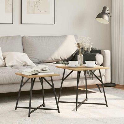 vidaXL Sada príručných stolíkov 2 pcs Artisan dub a čierna