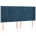 vidaXL Čelo postele s LED tmavomodré 183x16x118/128 cm zamat