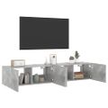 vidaXL TV nástenné skrinky s LED svetlami 2 ks betón. sivé 80x35x31 cm