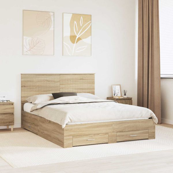 vidaXL Rám postele Sonoma dub 150 x 200 cm Kompozitné drevo