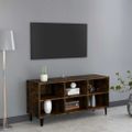 vidaXL TV skrinka, kovové nohy, tmavý dub 103,5x30x50 cm