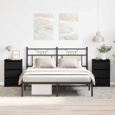vidaXL Nočný stolík so zásuvkou 2 pcs Čierny dub 40 x 35 x 62,5 cm