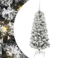 vidaXL Umelý Sklápací Vianočný Stromček 150 LED Zelená a biela 150 cm