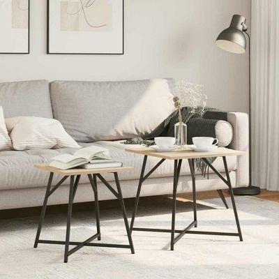 vidaXL Sada príručných stolíkov 2 pcs Sonoma dub a čierna