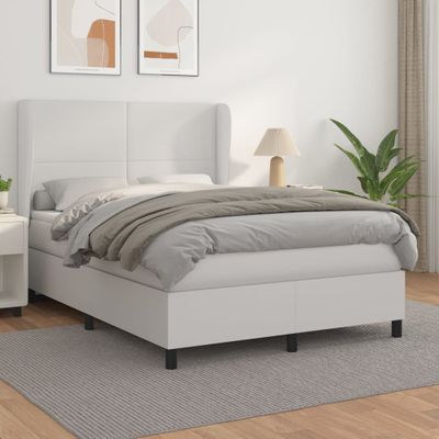 vidaXL Boxspring posteľ s matracom biela 140x200 cm umelá koža