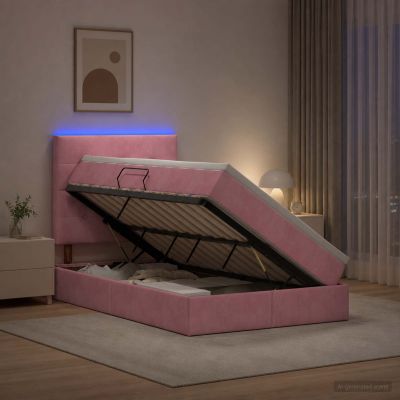 vidaXL LED úložná posteľ s matracom Ružová 120 x 200 cm Zamat