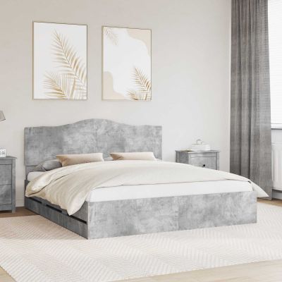 vidaXL Rám postele Betónovo Sivá 200 x 200 cm Inžinierske drevo