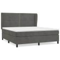 vidaXL Posteľný rám boxspring s matracom tmavosivý 160x200 cm zamat