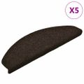 vidaXL Schodové rohože, samolepiace, 5 ks, 65x21x4 cm, tmavohnedé, polkruhové, veľké