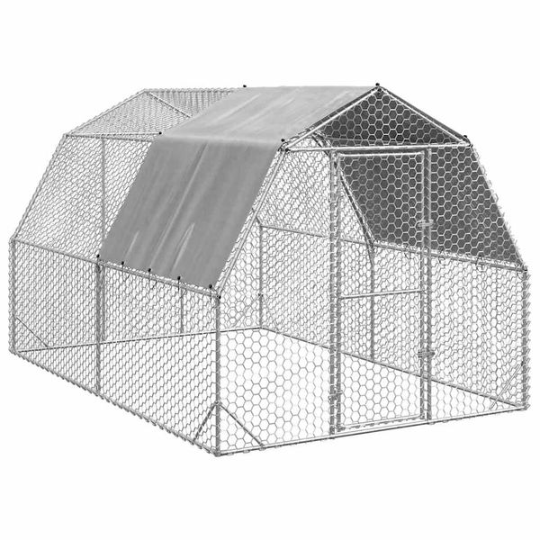 vidaXL Kurací výbeh so strechou 2,5x4x2,25 m Pozinkovaná oceľ