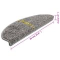 vidaXL Schodové rohože 15 ks 65x21x4 cm sivé, polkruhové, veľké