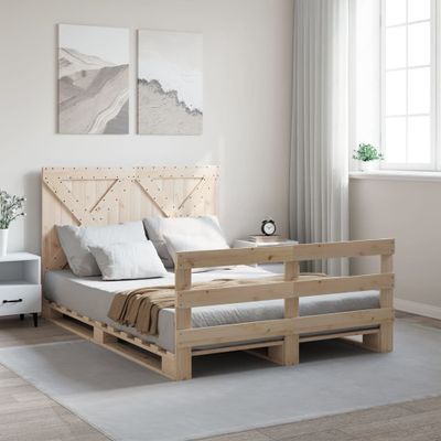 vidaXL Posteľný rám s čelom 140x200 cm borovicový masív