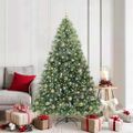 vidaXL Umelý vianočný stromček s 300 LED-i Zelená 180 cm PE a PVC