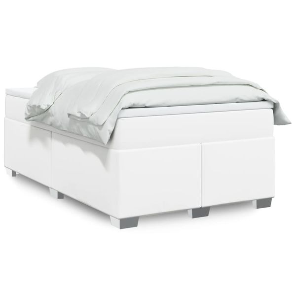 vidaXL Boxspring posteľ s matracom biela 120x200 cm umelá koža