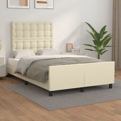 vidaXL Posteľný rám s čelom krémový 120x200 cm umelá koža