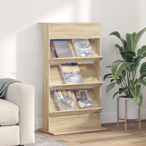 vidaXL Regál na časopisy Sonoma dub 70 x 41 x 126 cm Kompozitné drevo