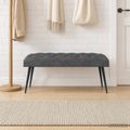 vidaXL Lavica s gombíkovým prešívaním Tmavosivá 110 x 40 x 46 cm Zamat