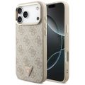 Puzdro Guess Case Magsafe 4G PU Leather s trojuholníkovým logom a zlatým kovovým rámom fotoaparátu pre iPhone 17 Pro Max ružové