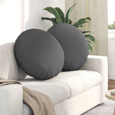 vidaXL Vankúše na sedenie 2 pcs Tmavo šedá Ø60 x 21 cm látka
