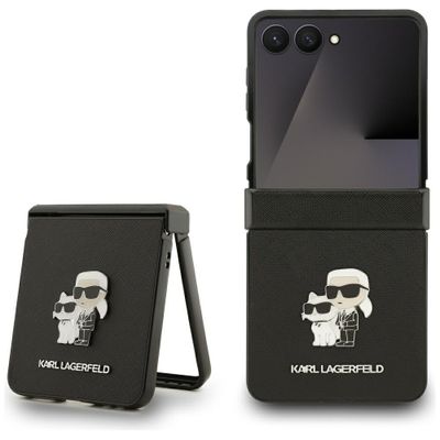 Karl Lagerfeld Saffiano Karl&Choupette Pin puzdro na Samsung Galaxy Z Flip7 čierna