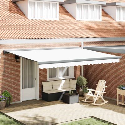 vidaXL Sklopná markíza Biela 4 × 3 m Plátno a hliník