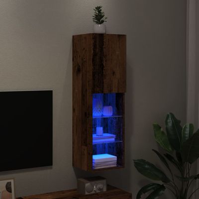 vidaXL TV skrinka s LED svetlami staré drevo 30,5x30x102 cm