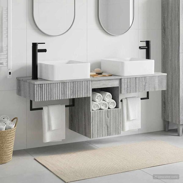 vidaXL Set kabinetov do kúpeľne 3 ks Sivý Sonoma 53 x 35 x 39 cm
