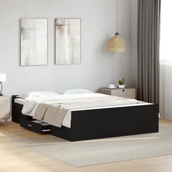 vidaXL Posteľný rám so zásuvkami čierny 120x200 cm kompozitné drevo