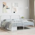 vidaXL Kovový rám postele s predným a zadným čelom biely 160x200 cm