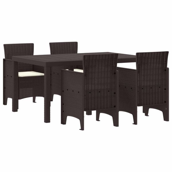 vidaXL Záhradný jedálenský set 5 pcs Hnedá Polt ratan