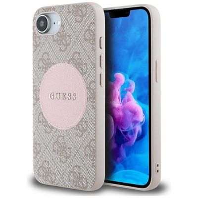 Guess HC MagSafe PU 4G Circle with Classic Logo case for iPhone 16e Pink