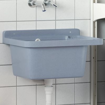 vidaXL Umývadlo na montáž na stenu sivé 50x35x24 cm živica