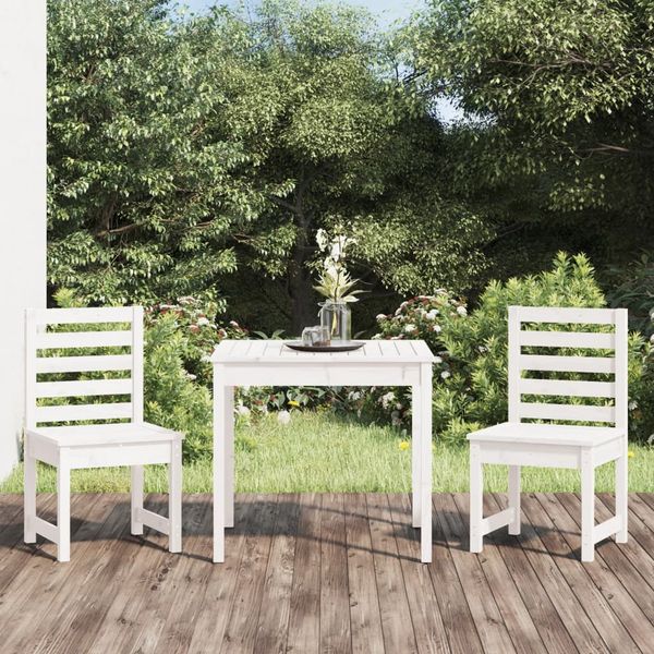 vidaXL 3-dielna záhradná bistro súprava biela borovicový masív