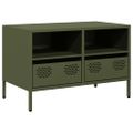 vidaXL TV skrinka olivovozelená 68x39x43,5cm oceľ valcovaná za studena