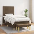 vidaXL Boxspring posteľ s matracom tmavohnedá 90x190 cm látka