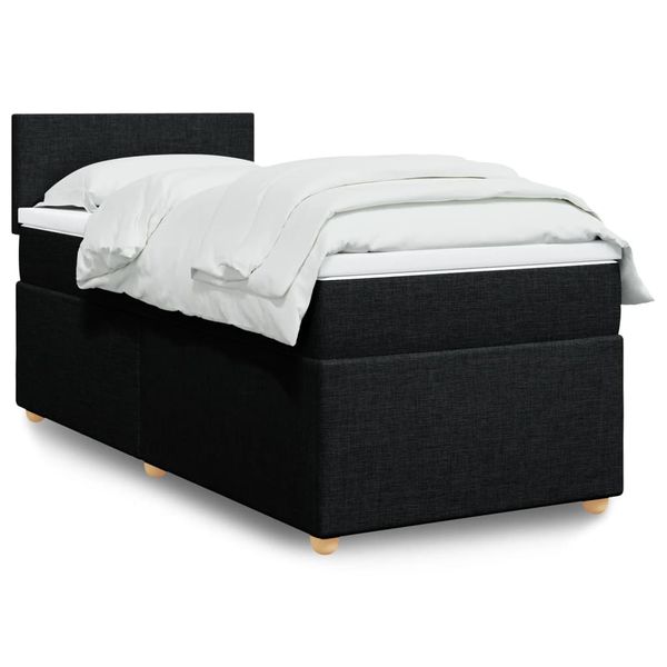 vidaXL Boxspring posteľ s matracom čierna jednolôžková látka