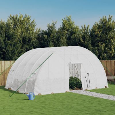 vidaXL Skleník s oceľovým rámom biely 24 m² 6x4x2,85 m