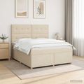 vidaXL Posteľ boxspring s matracom Krémová 180 x 200 cm Látka