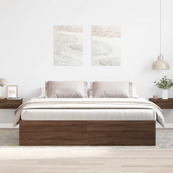 vidaXL Rám postele hnedý dub 200x200 cm
