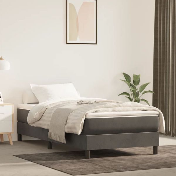 vidaXL Posteľný rám boxspring s matracom tmavosivý 90x190 cm zamat
