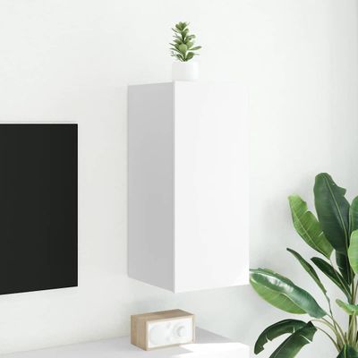 vidaXL TV nástenná skrinka s LED svetlami biela 30,5x35x70 cm