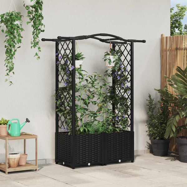 vidaXL Vyvýšený záhon s mriežkou a strechou Čierna 125 x 40 x 138 cm