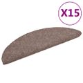 vidaXL Schodové rohože, samolepiace, 15 ks, 56x17x3 cm, svetlohnedé, polkruhové