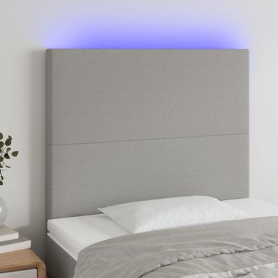 vidaXL Čelo postele s LED bledosivé 90x5x118/128 cm látka