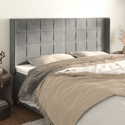 vidaXL Čelo postele so záhybmi bledosivé 183x16x118/128 cm zamat