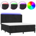 vidaXL Posteľ boxsping s matracom a LED čierna 180x200 cm zamat