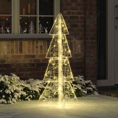 vidaXL Vianočný stromček s 100 LED-i Teplá biela 120 cm Akryl
