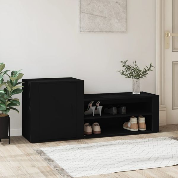 vidaXL Botník čierny 130x35x54 cm spracované drevo