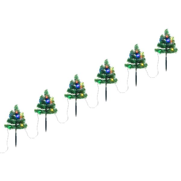 vidaXL Vianočné stromčeky k chodníku 6 ks viacfarebné LED 45 cm PVC
